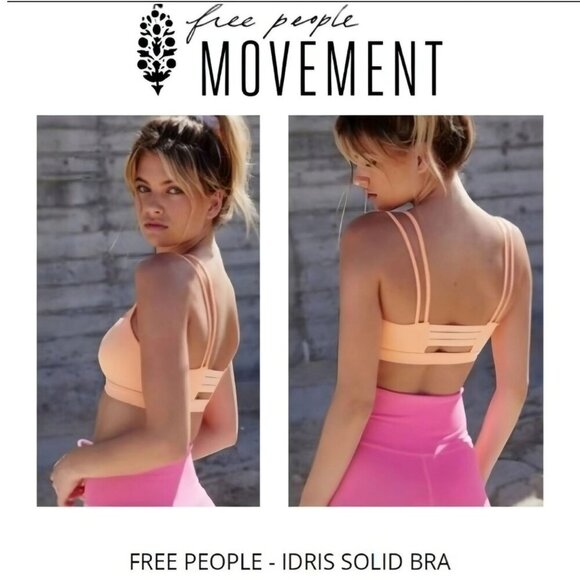 Free People Idris Sports Bra – Peach Strappy Back, Lightweight Stretch, XS or M - Picture 1 of 10